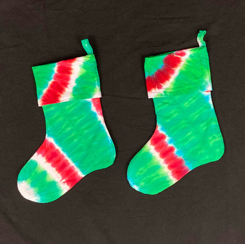 Red/Green Tie-dyed Christmas Stockings (set of 2)