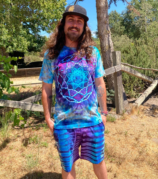 Adult Blue/Purple Mandala Ice-Dyed Tee, L