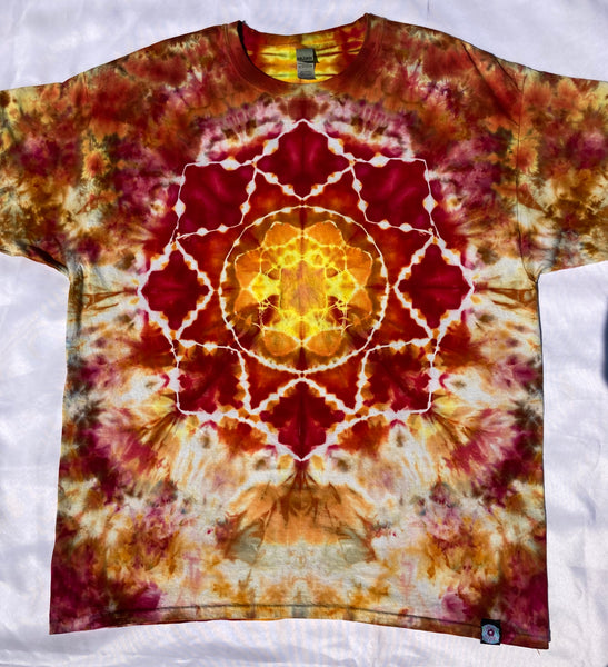 Adult Orange Sunshine Mandala Ice-Dyed Tee, 3XL