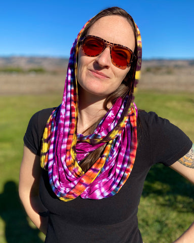 Pink Sunset Tie-dyed Rayon Infinity Scarf