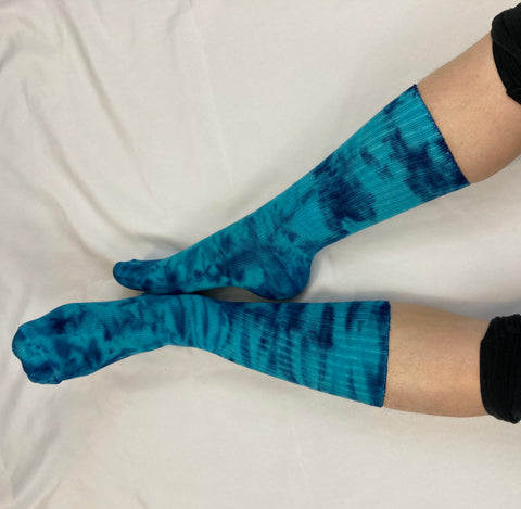 Adult Blue Crush Tie-Dyed Bamboo Socks, (multiple sizes)