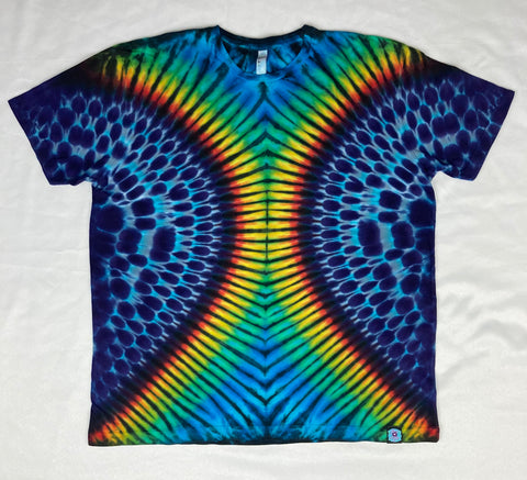 Adult Blue/Rainbow Hourglass Tie-Dyed Tee, 3X