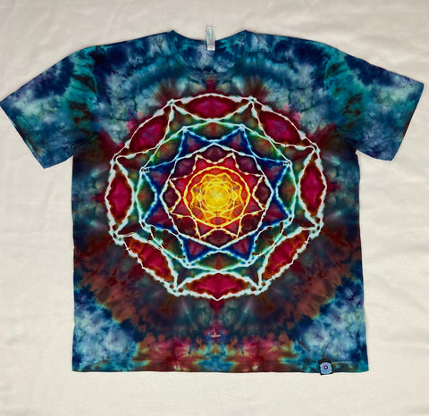 Adult Ocean Rainbow Mandala Ice-Dyed Tee, XL