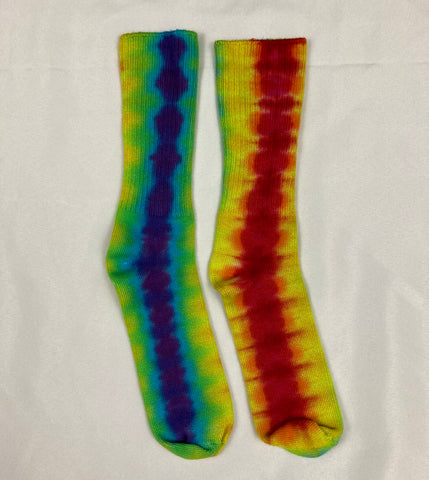 Adult Rainbow Tie-Dyed Bamboo Socks, 9-11