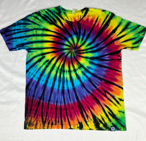 Adult Rainbow Black Spiral Tie-Dyed Tee, 2X