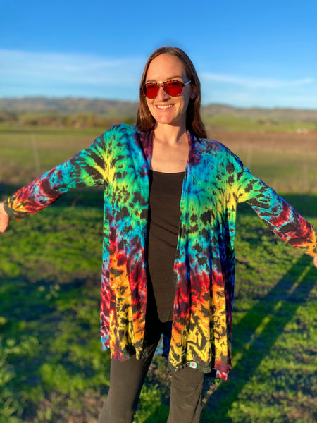 Women’s Rainbow/Black Love Tie-dyed Half Moon Jacket, L