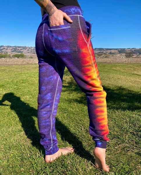 Adult Warm/Purple Tie-Dyed Jogger Sweatpants, L