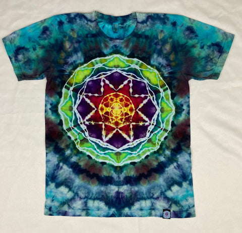 Adult Rainbow Lagoon Mandala Ice-Dyed Tee, M