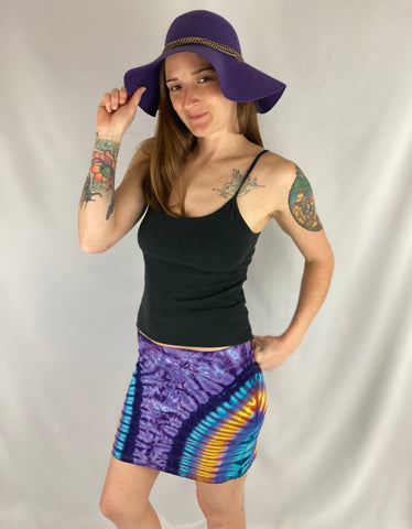 Women's Purple/Sunset Tie-Dyed Mini Skirt, XS/S