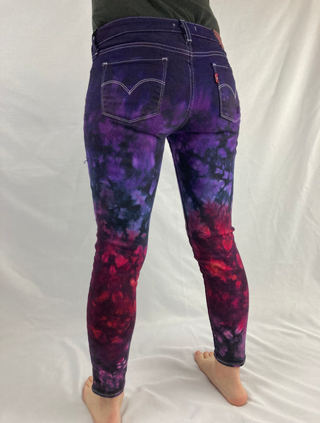 Ladies Purple/Red Ombré Upcycled Levi’s Jeans, 28