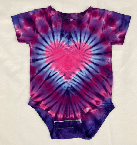 Baby Pink Heart Tie-Dyed Premium Bodysuit, 6M