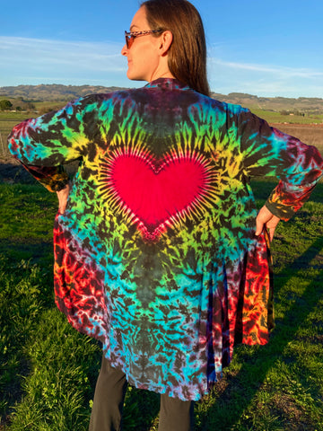 Women’s Rainbow/Black Love Tie-dyed Half Moon Jacket, L