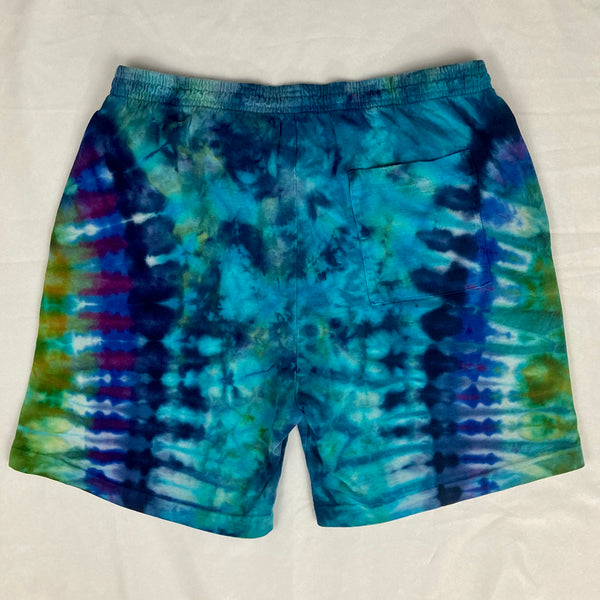 Men’s/Unisex Blue/Green Ice-Dyed Shorts, L (34)