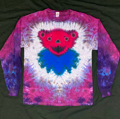 Adult U.S. Blues Bear Tie-Dyed Long Sleeve Tee, L