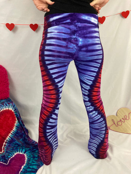 Women's Purple/Red Swirl Tie-Dyed Yoga Pants, XS