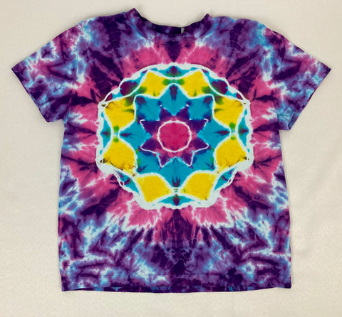 Kids Purple/Pink Mandala Tie-Dyed Tee, 7