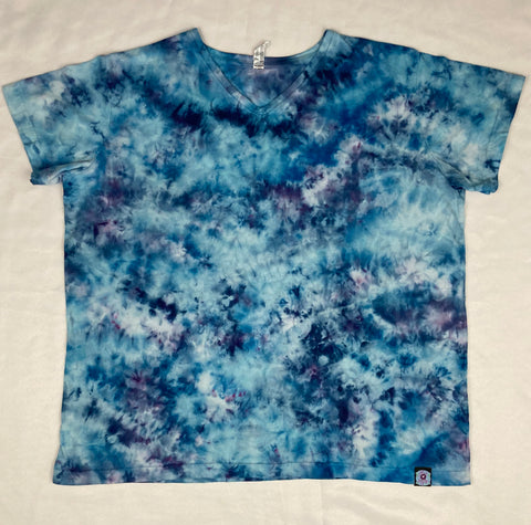 Ladies Blue Crush Ice-dyed V-Neck Tee, 2XL