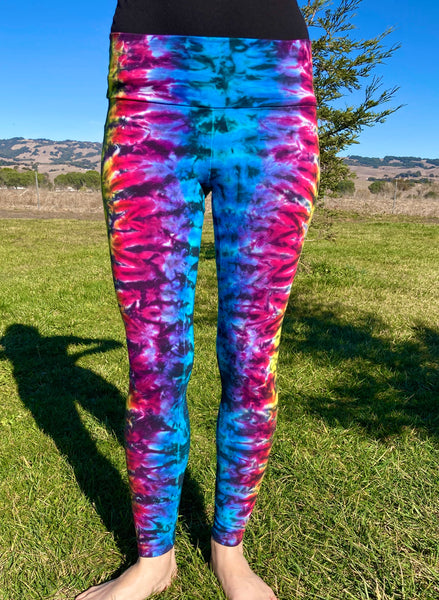 Women's Rainbow/Black Crush Tie-Dyed Leggings, S