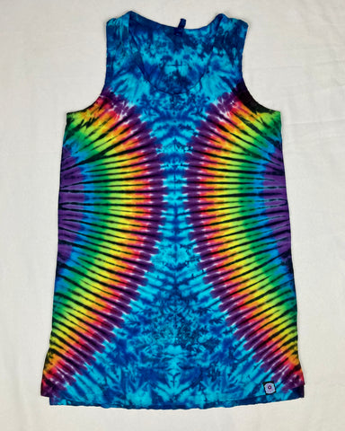 Ladies Rainbow/Blue Tie-Dyed Tank Dress, XL