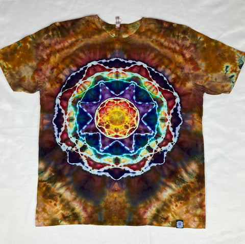 Adult Earth Rainbow Mandala Ice-Dyed Tee, 2XL