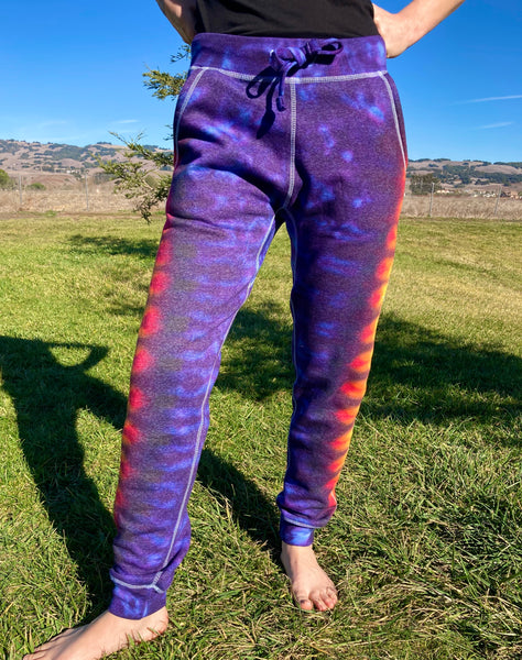 Adult Warm/Purple Tie-Dyed Jogger Sweatpants, L