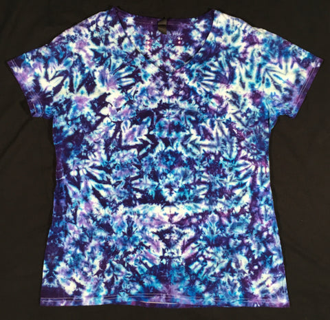 Women's Blue Crush Tie-dyed V-Neck Tee, XL