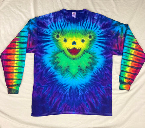 Adult Let it Grow Bear Tie-Dyed Long Sleeve Tee, XL