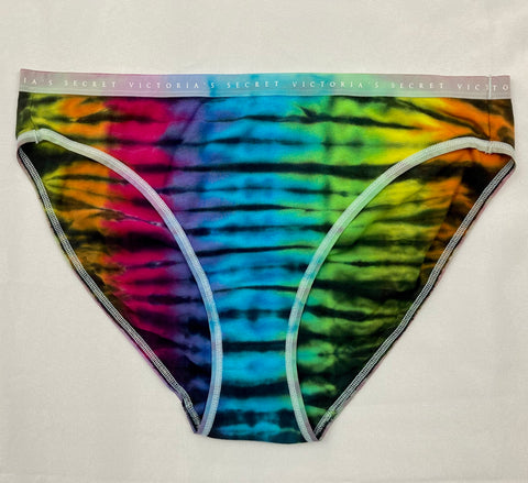 Women's Rainbow/Black Victoria's Secret Tie-Dyed Panties, XL