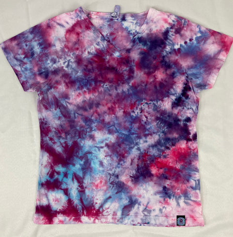 Women's Pink/Purple Ice-dyed V-Neck Tee, L