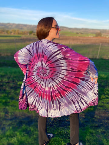 Women’s Purple Spiral Tie-dyed Half Moon Jacket, 2XL