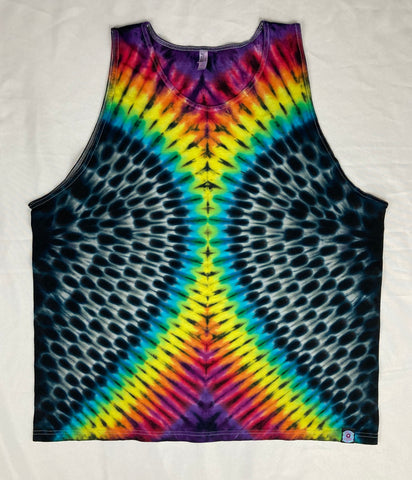 Adult Rainbow/Gray Hourglass Tie-dyed Tank, 3XL