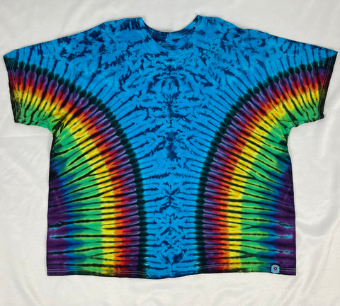 Adult Blue Rainbow/Black Tie-Dyed Tee, 2XL