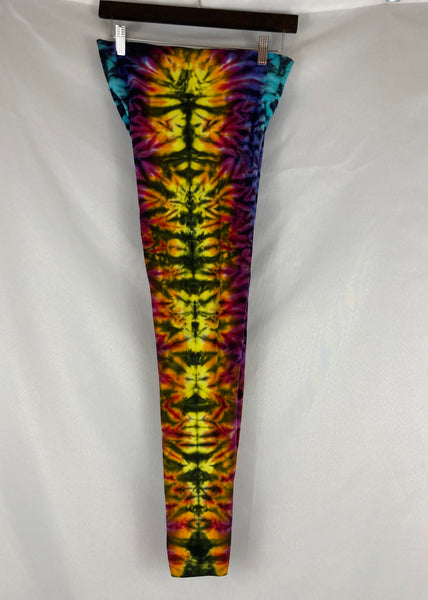 Ladies Rainbow/Black Crush Tie-Dyed Leggings, L