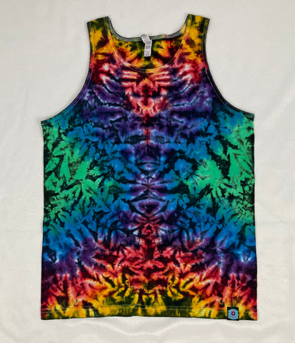 Adult Rainbow/Black Tie-dyed Tank, M