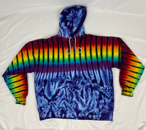 Adult Purple/Rainbow Tie-Dyed Pullover Hoodie, XL