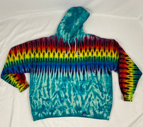 Adult Seafoam/Rainbow Tie-Dyed Pullover Hoodie, 2XL