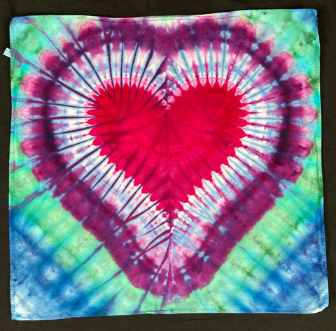 Red/Green Heart Ice-Dyed Bandana