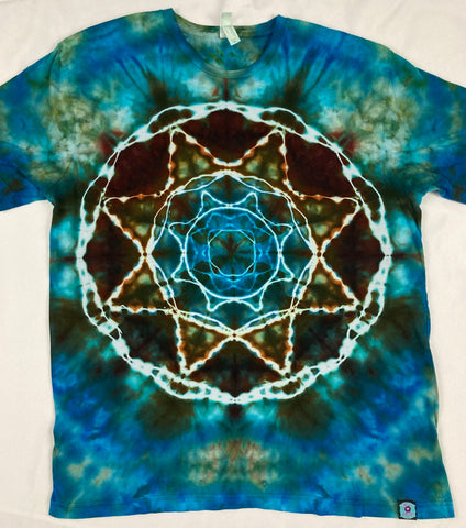 Adult Sea Green Mandala Ice-Dyed Tee, XL