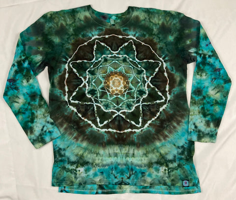 Adult Earthtone Mandala Ice-Dyed Longsleeve Tee, XL