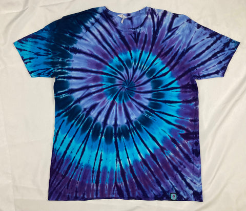 Adult Purple/Blue Spiral Tie-Dyed Tee, 2X & 3X