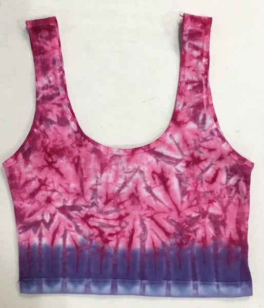 Women's Pink & Purple Tie-Dyed Crop Top, S