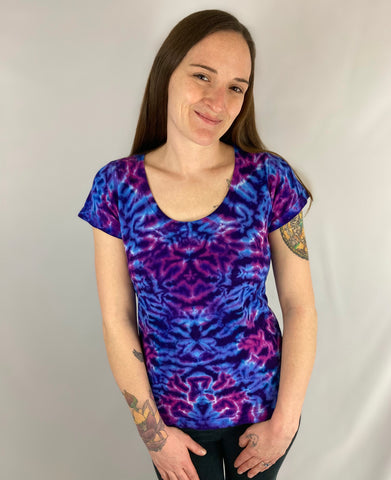 Women's Purple/Blue Crush Tie-dyed Scoop Neck Tee, L