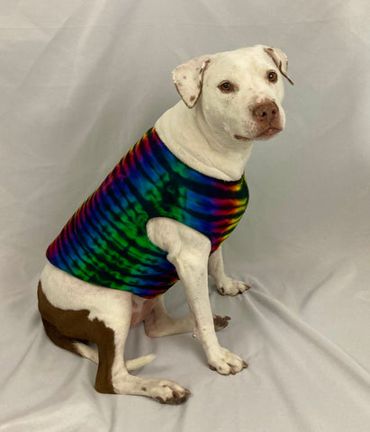 Doggie Rainbow Black Striped Tie-Dyed Tank, XS, S & XL