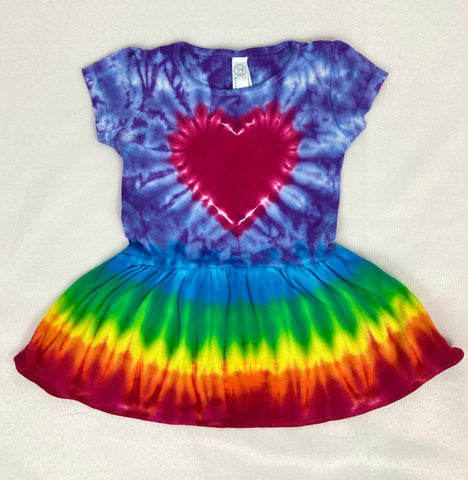 Baby Rainbow Heart Tie-Dyed Dress, 12M & 18M