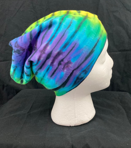 Black/Rainbow Tie-Dyed Slouchy Beanie - Small (youth 12)