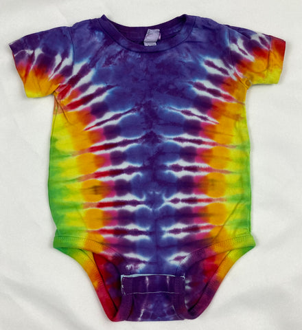 Baby Purple/Rainbow Tie-Dyed Bodysuit, 12M