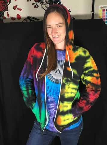 Adult Rainbow Spiral Tie-Dyed Hoodie, S