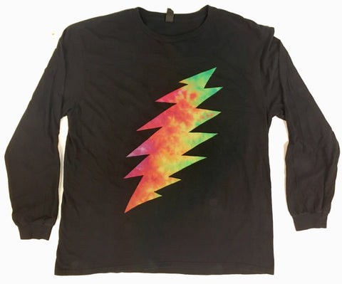 Adult Creo Bolt Rainbow/Black Tie-Dyed LS Tee, XL