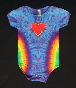 Baby Red/Rainbow Heart Tie-Dyed One-Piece, 18-24M