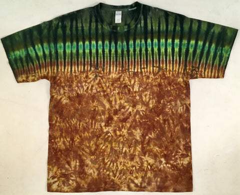 Adult Brown/Green Earthtones Tie-Dyed Tee, 2X